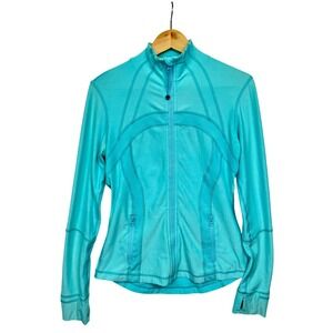 Lululemon Define Jacket Teal Blue Luon Size 8 Full Zip Thumbholes Athleisure